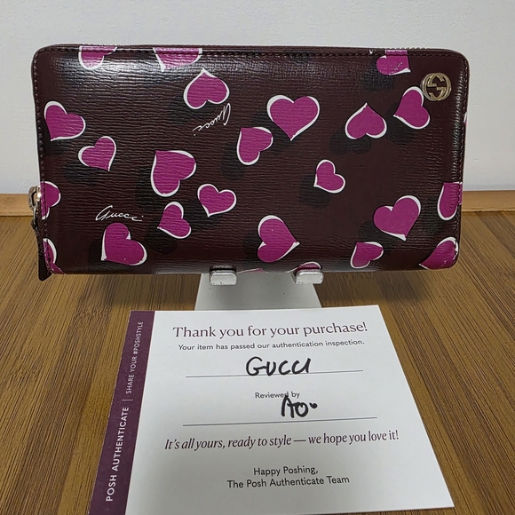 Gucci Handbags - Gucci | Women's Heart Print Wallet - Purple and Pink